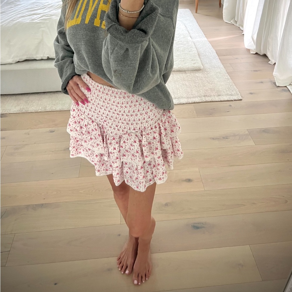 LoveShackFancy stone skirt in pink. Brand new.